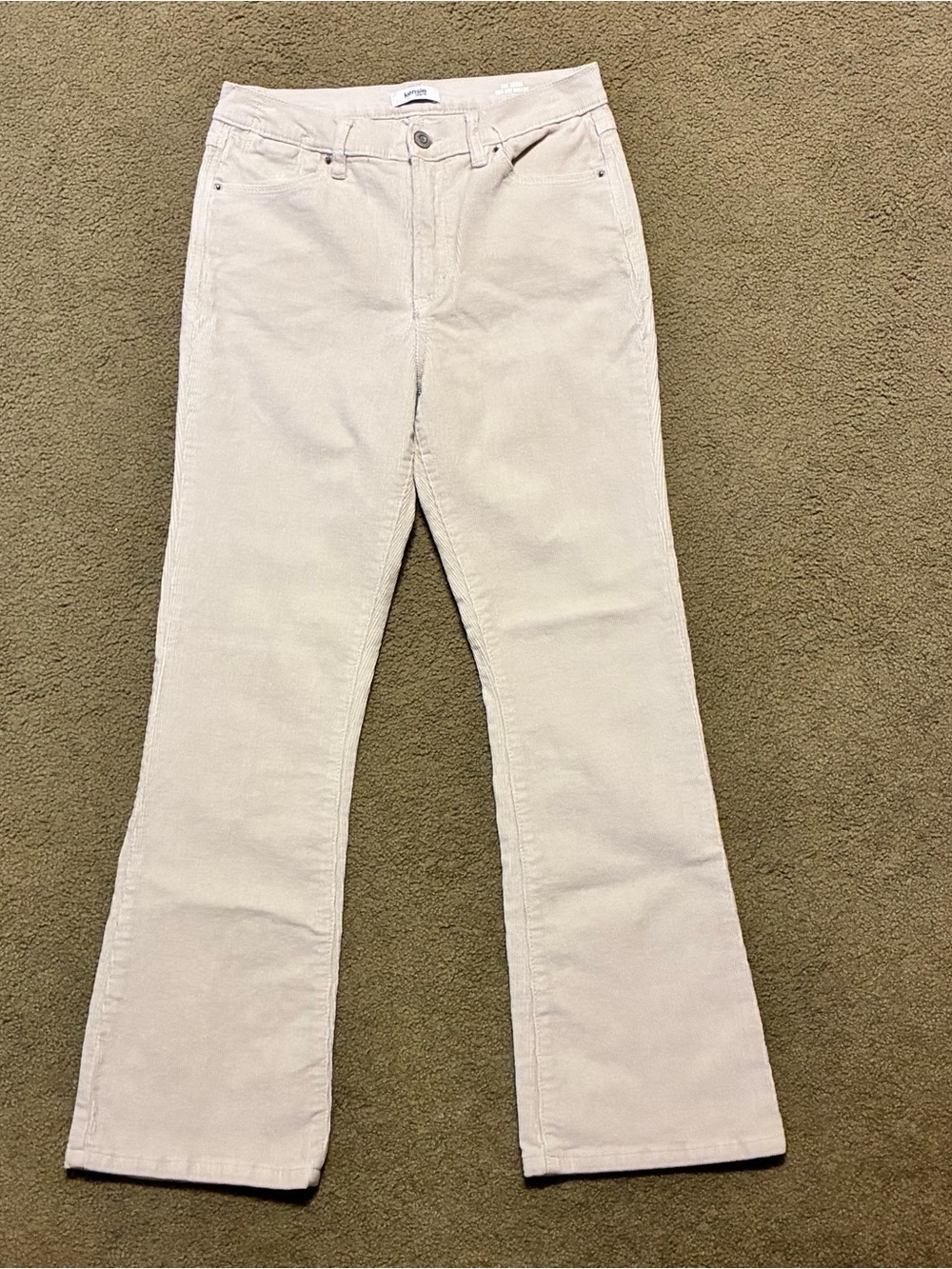 Kensie Corduroy Jeans Flare Pants Size 8/29 Ivory Cream Beige Boho Hippie Work